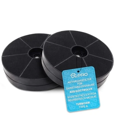 Imagen de 2 filtros de carbón activo DL pro para AEG Electrolux 9029793792 E3CFOA 9029801504 MCFE41 Turboair Type A filtro olores campana extractora