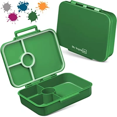 Imagen de My Vesperbox Bia Bento Box Niños NUEVO Cierres reforzados A prueba de fugas y libre BPA Extremadamente resistente Fiambrera Ideal para guardería escuela... (verde)