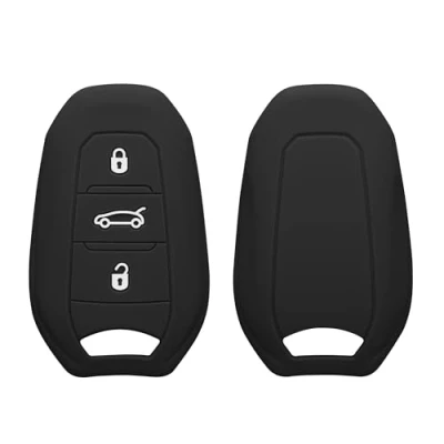 Imagen de kwmobile Funda Compatible con Peugeot Citroen Llave de Coche Smartkey 3 Botones (Solo Keyless Go) Carcasa Protectora Silicona para Case en Negro Mate