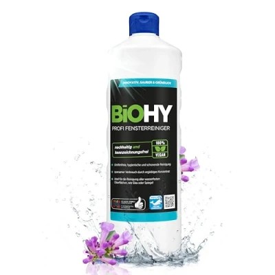 Imagen de BiOHY Limpiacristales profesional (1 botella de 1 litro) Limpiador concentrado vidrios, para ventanas Limpieza optima y espejos (Fensterreiniger)