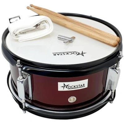 Imagen de ROCKSTAR Caja de Marcha Iniciación en Madera afinable 1055W 4813 Tambor Incluye Correa y Baquetas, Instrumento Musical Percusión, Parche bordonero. 26cm Diametro 13cm Altura