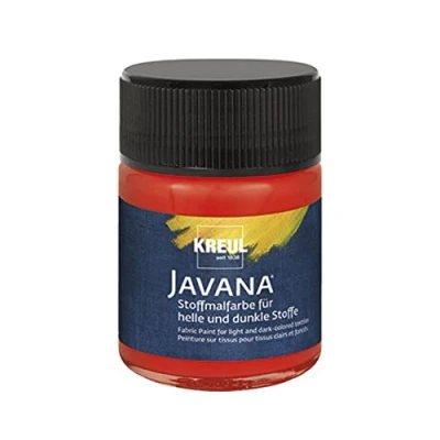Imagen de KREUL 91963 Javana pintura para tejidos claros y oscuros, 50 ml rojo cristal, color brillante a base de agua, carácter pastoso, estampar estarcir