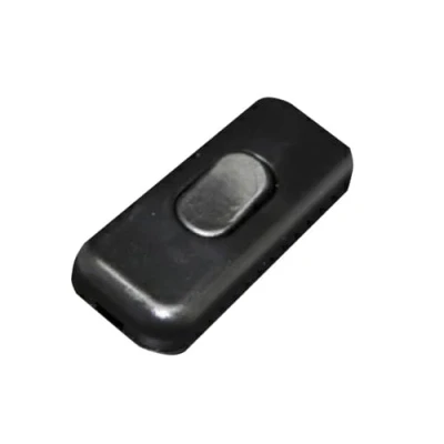 Imagen de Interruptor de paso bipolar negro 2.5A 250V, ideal para controlar la iluminación y dispositivos eléctricos en hogares oficinas.