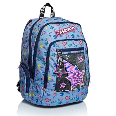 Imagen de Seven Mochila, Advanced, STARRY RAINBOW mochila acolchada escolar, bolsa de libros, para chicos&amp;chicas la escuela, el deporte y tiempo libre, funda ordenador portátil, Azul