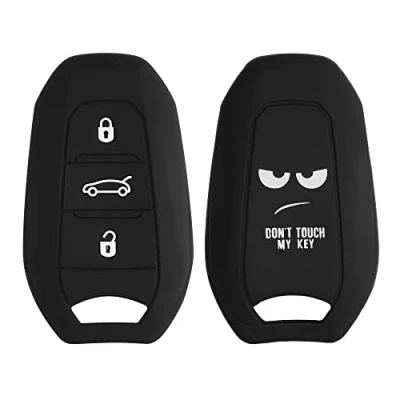 Imagen de kwmobile Carcasa Compatible con Llavero de Opel Llave Coche Smartkey 3 Botones (Solo Keyless Go) Funda para Mando Silicona Blanco/Negro