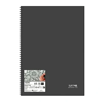 Imagen de Artme Bloc de bocetos A3, 30 hojas (160 g/m²), cuaderno encuadernado en espiral
