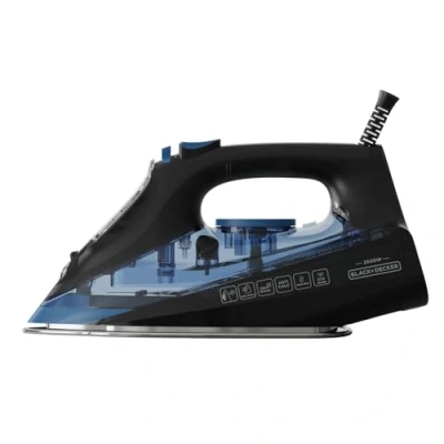 Imagen de Black+Decker Plancha de Vapor BXIR2606E 2600W Golpe 150 g/min Suela Cerámica Punta Precisión Sistema Antigoteo Doble Antical Función Spray Planchado Vertical