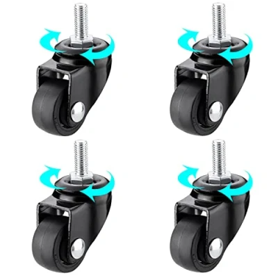Imagen de YHBZ Ruedas Giratorias para Carrito 4 Piezas,Reemplazo de Muebles Alta Resistencia,con Freno bloqueable,Varilla Tornillo M6/M8/M10,Rueda pies Negra,M6 4nobrakes
