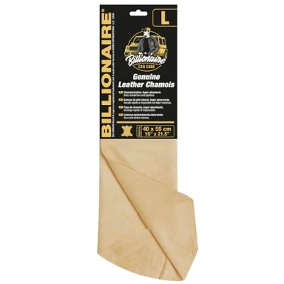 Imagen de Gamuza de Piel Natural Billionaire Genuine Leather Chamois 40 x 55 cm Paño Súper Absorbente Secado Rápido Limpieza sin Pelusas ni Rayones
