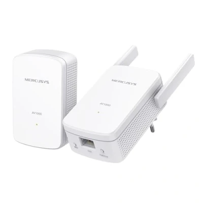 Imagen de MERCUSYS MP510 Kit V2 Powerline Homeplug AV2 hasta 1000Mbps y Wi Fi 300Mbps, Puerto Gigabit LAN, Plug and Play, Compatible con Todos los routers, tecnología Alta