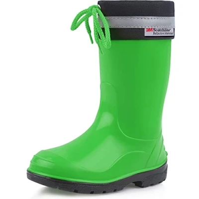 Imagen de Ladeheid Botas de Agua para niños Lluvia con Suelas Antideslizantes Unisex Goma Niñas Rainboots for Kids Impermeables LA 972 (Verde/Negro, 23 EU)