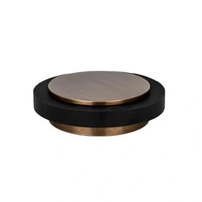 Imagen de EVI Herrajes Tope de Puerta Adhesivo 45 x 14 mm Goma Negra Silicona Natural Latón Acabado Cuero Envejecido Gran Adhesión 100% Funcional Mod. 04020335X12CU