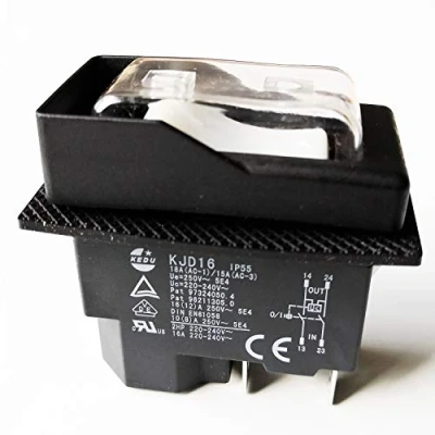 Imagen de Impermeable Encendido Apagado Interruptores Pulsadores Electromagnéticos KJD16 KEDU 220V 16A 2HP Interruptor de Botón Seguridad 4 pines para Máquina Torno