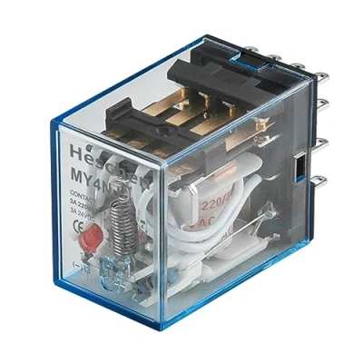 Imagen de Heschen Gereral Purpose Power Relay MY4NJ 220 VAC Bobina 3A 220VAC/24VDC 4PDT LED Indicador de 14 pines terminales