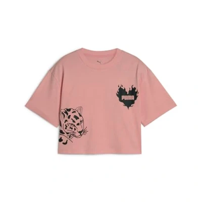 Imagen de Puma Essentials Graphic Kurzes Camiseta estampada para niños, Talla: 10a, Pink fruit