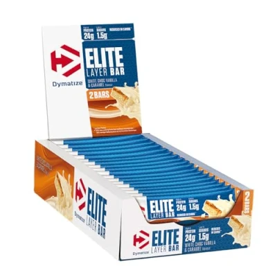 Imagen de Dymatize Elite Layer Bar White Choc Vanilla &amp; Caramel 18x(2x30g) High Protein Low Sugar