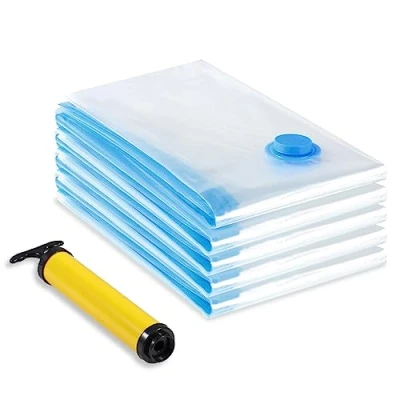 Imagen de Diboniur Bolsas Vacio Ropa, 5 Piezas 80 x 60 cm Almacenamiento Ropa Reutilizable, Bomba para Edredón Almohada Manta