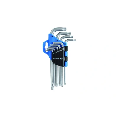 Imagen de Hogert Technik HT1W814 Juego de atornilladores acodados T10, T20, T25, T27, T30, T40, T45, T50 Acero cromo vanadio 9