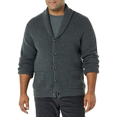 Imagen de Amazon Essentials Cárdigan de Cuello Esmoquin, Tacto Suave y Manga Larga Hombre, Carbón Mezcla, XL
