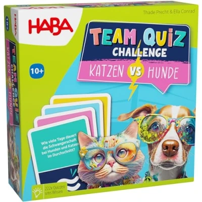 Imagen de HABA Team Quiz Challenge 2010894001 Juego de Regalo para Jugadores a Partir 10 años (222 Tarjetas Preguntas y Preguntas)