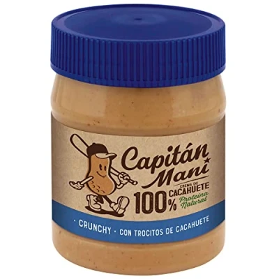 Imagen de Capitán Maní: Crema de cacahuete sin azúcar añadido, con certificado Kosher y Vegana 100% crujiente 340 gramos