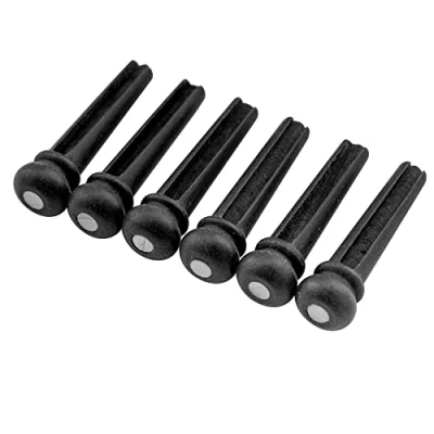 Imagen de Musiclily Pivotes de Ébano para Puente Guitarras Acústicas, Negro con Puntos Perla Verde 3 mm (6 piezas)