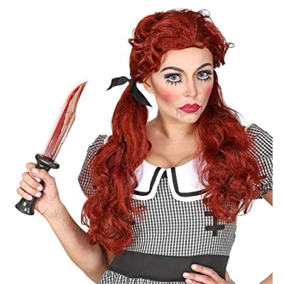 Imagen de Widmann Peluca Killer Doll, color rojo, muñeco asesino, pelo sintético, fiesta temática, carnaval.