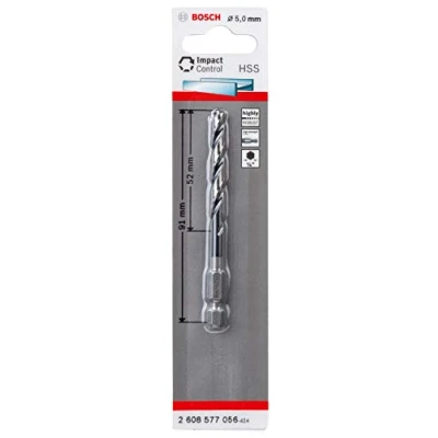 Imagen de Bosch Professional HSS Impact Control Broca hexagonal (para metal, 5 x 52 91 mm, accesorio de taladro)