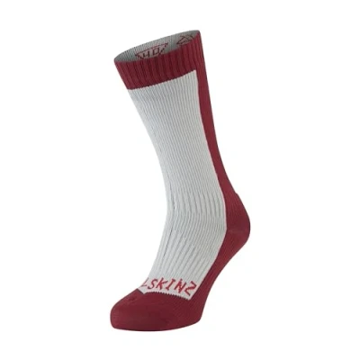Imagen de SealSkinz Waterproof Cold Weather Mid Length Calcetín, Hombre, Gris/Rojo, Medium