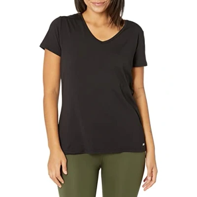 Imagen de Amazon Essentials Camiseta técnica elástica de Manga Corta y Cuello en Pico (Disponible Tallas Grandes) Mujer, Pack 2, Negro, XXL