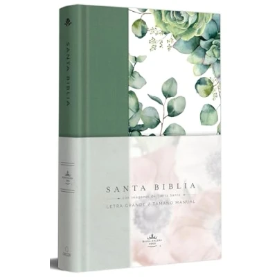 Imagen de Biblia RVR 1960 letra grande Tapa dura y tela verde con flores tamaño manual / B ible Handy Size Large Print Hardcover Cloth with Green Floral