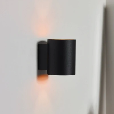 Imagen de Lucide Aplique de pared Xera, negro, Ø 8 cm, up/downlight, aluminio