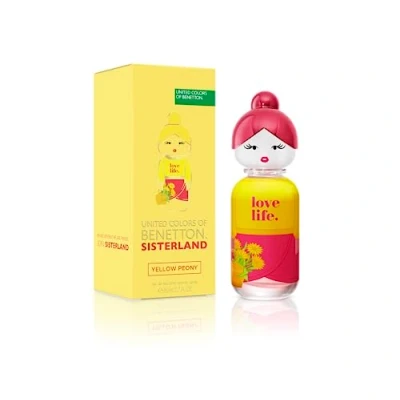 Imagen de Benetton, Sisterland Yellow Peony, Eau de Toilette para Mujer, Larga duración, Fragancia joven, moderna y fresca, Notas florales frutales, Optimo uso diario, 80 ml