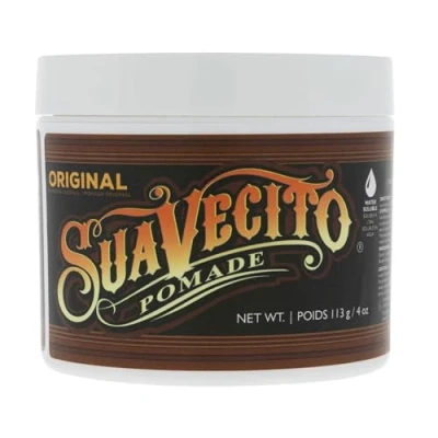 Imagen de Suavecito Pomade Original Hold, Pomada para el Cabello de Agarre Medio Hombres, Cera a Base Agua Brillo Medio, Fácil Lavar, Duradero Todo Tipo Peinados, 4oz/113g