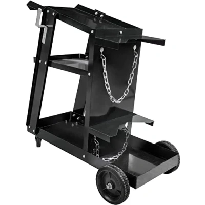Imagen de Güde Carro de Soldadura móvil GSW200 (Carga máxima 40 kg, 3 Niveles, Soporte para bombonas Gas con Cadenas Seguridad, Todo Tipo máquinas y cortadoras Plasma)