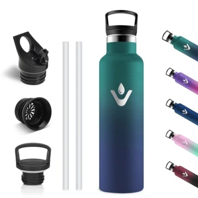 Imagen de Vikastar Botella Termica, 0.75l sin BPA, Agua Acero Inoxidable, a Prueba de Fugas, Agua, Reutilizable, Cantimplora para Deporte, Gimnasio, Oficina, Verde &amp; Azul