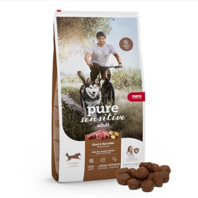 Imagen de MERA Pienso para Perros Pure Sensitive Fresh Me, Adultos, Vacuno y Patatas, alimento seco con una fórmula sin Cereales 40% de Carne Fresca