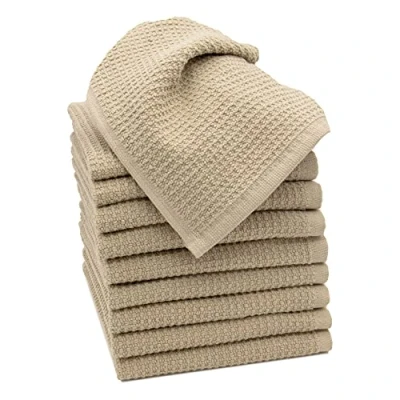 Imagen de ZOLLNER 10 Toallas para lavarse la Cara de piqué, 30x30 cm, Beige, algodón