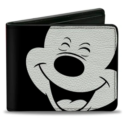 Imagen de Buckle Down Billetera Plegable de Poliuretano con diseño Mickey Mouse Disney, Multicolor, 4.0 x 3.5 Pulgadas