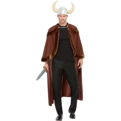 Imagen de Smiffys Disfraz de vikingo, Marrón, con capa y casco