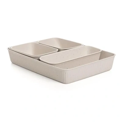 Imagen de TATAY Set de 5 Organizadores (1ud Slim + 2ud A6 1ud A5 A4) Baobab ECOHOME, Polipropileno, Libre BPA, Material 100% Reciclado, Beige