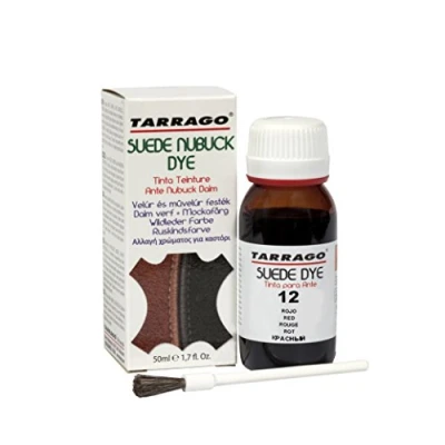Imagen de Tarrago Tintura Suede Nubuck 50 ml Tinte para zapatos, bolsos y accesorios Adecuado gamuza natural sintética, nobuck similares (rojo 12)