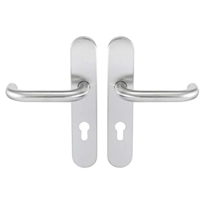 Imagen de Bricard 666463 Juego de manijas acero inoxidable en placa Tempo Classic para puerta baño, inodoro (con condena)