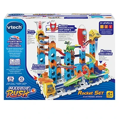 Imagen de VTech Marble Rush Rocket Set Electronic M100E, Circuito de canicas Juguete construcción niños +4 años Versión ESP