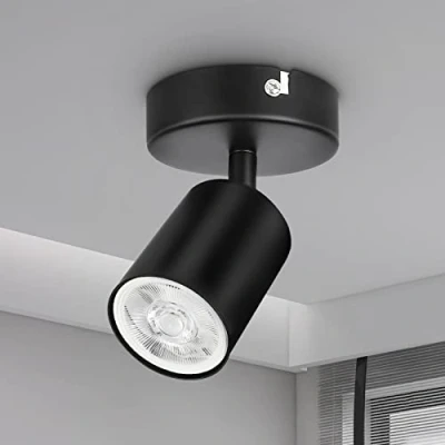 Imagen de Dehobo Foco de Pared GU10 para Interior, Focos el techo Negro Ajustables y Giratorios, Lámpara Orientales Cocina, Dormitorio, Sala, Retro Max. 50W, Sin Bombilla, 1 Piezas