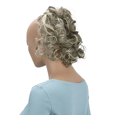 Imagen de CAISHA Pedazo De Cabello Peinados Arrugados Voluminosos Rizos Desordenados Scrunchie Rubio Natural Con Reflejos G25L