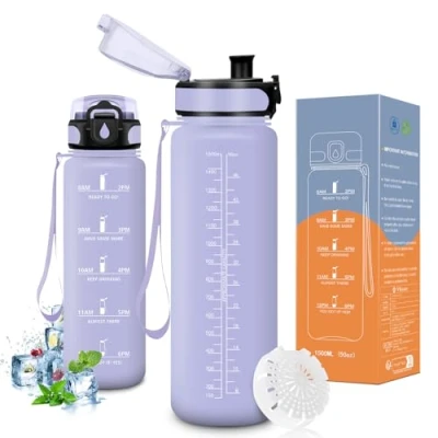 Imagen de Vikaster Botella agua, 1500ml, sin BPA, de agua repetida, para Deporte, Gimnasio, Running, Niños, Bicicleta