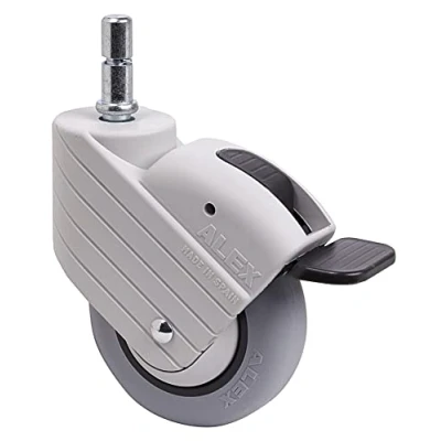 Imagen de Rueda Giratoria con Freno para Colectividades, RUEDAS ALEX HP PGI, Fijación de Espiga lisa, Aro Poliamix y goma, Ø 80 mm