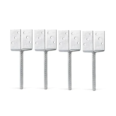 Imagen de GAH Alberts 215064 214289 Soporte para postes en U (acero estriado, galvanizado caliente, ancho interior de 101 mm, longitud anclaje hormigón 200 juego 4 unidades)