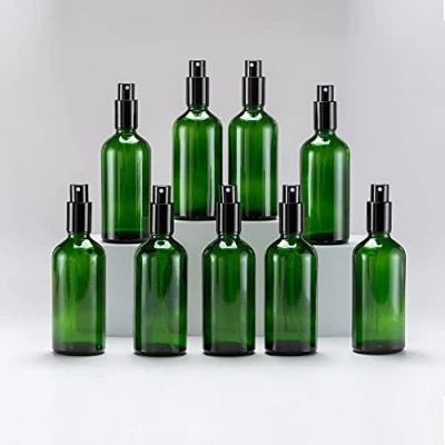 Imagen de YIZHAO Verde Bote Spray Pulverizador Cristal 100ml, Pequeño con Fina Niebla, para Aceite Esencial, Aromaterapia, Perfume,Limpieza, Viaje, Agua,Farmacia, Laboratorio 9Pcs